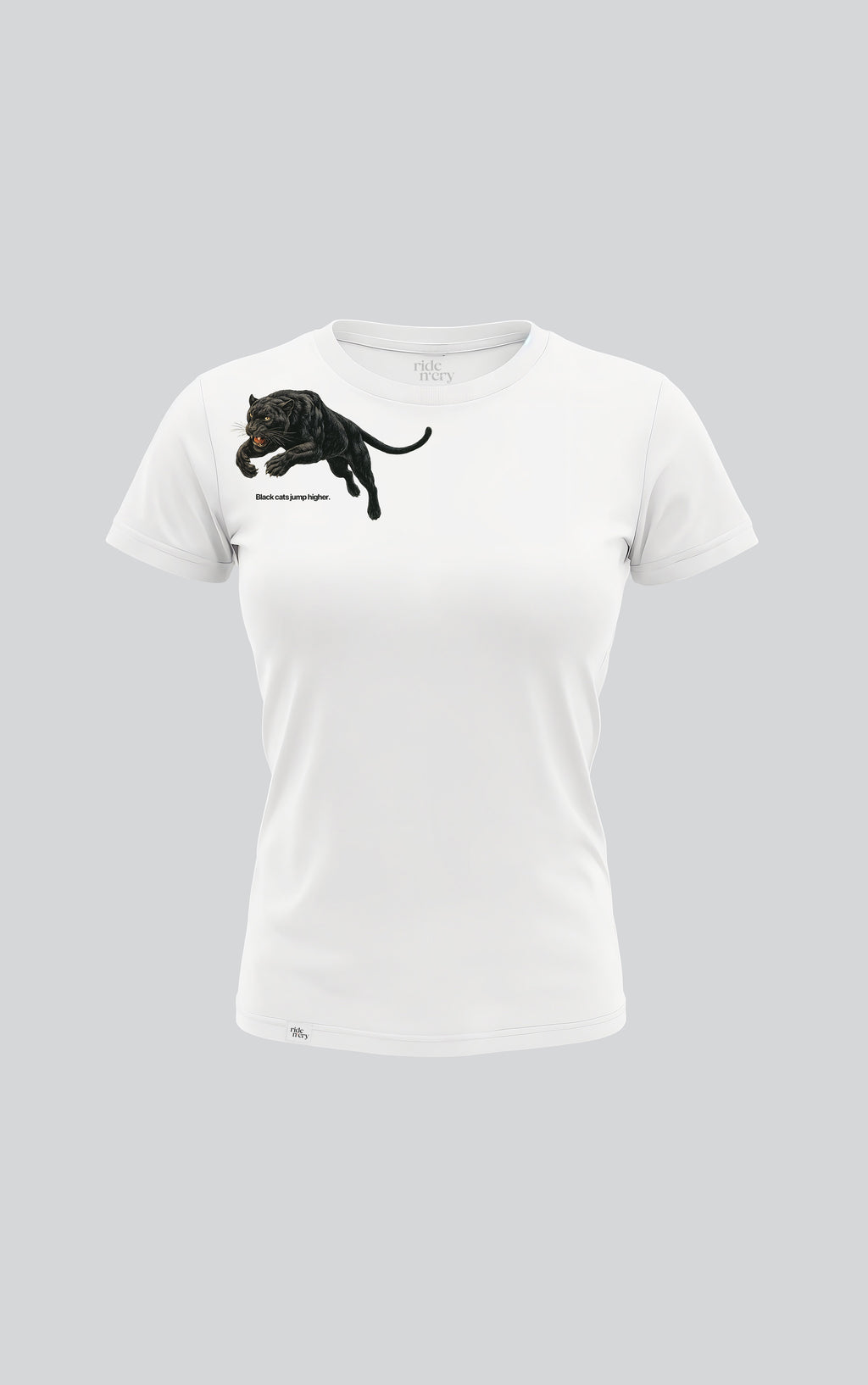 Black Cats Jump Higher - Bela Ženska Streetwear Majica