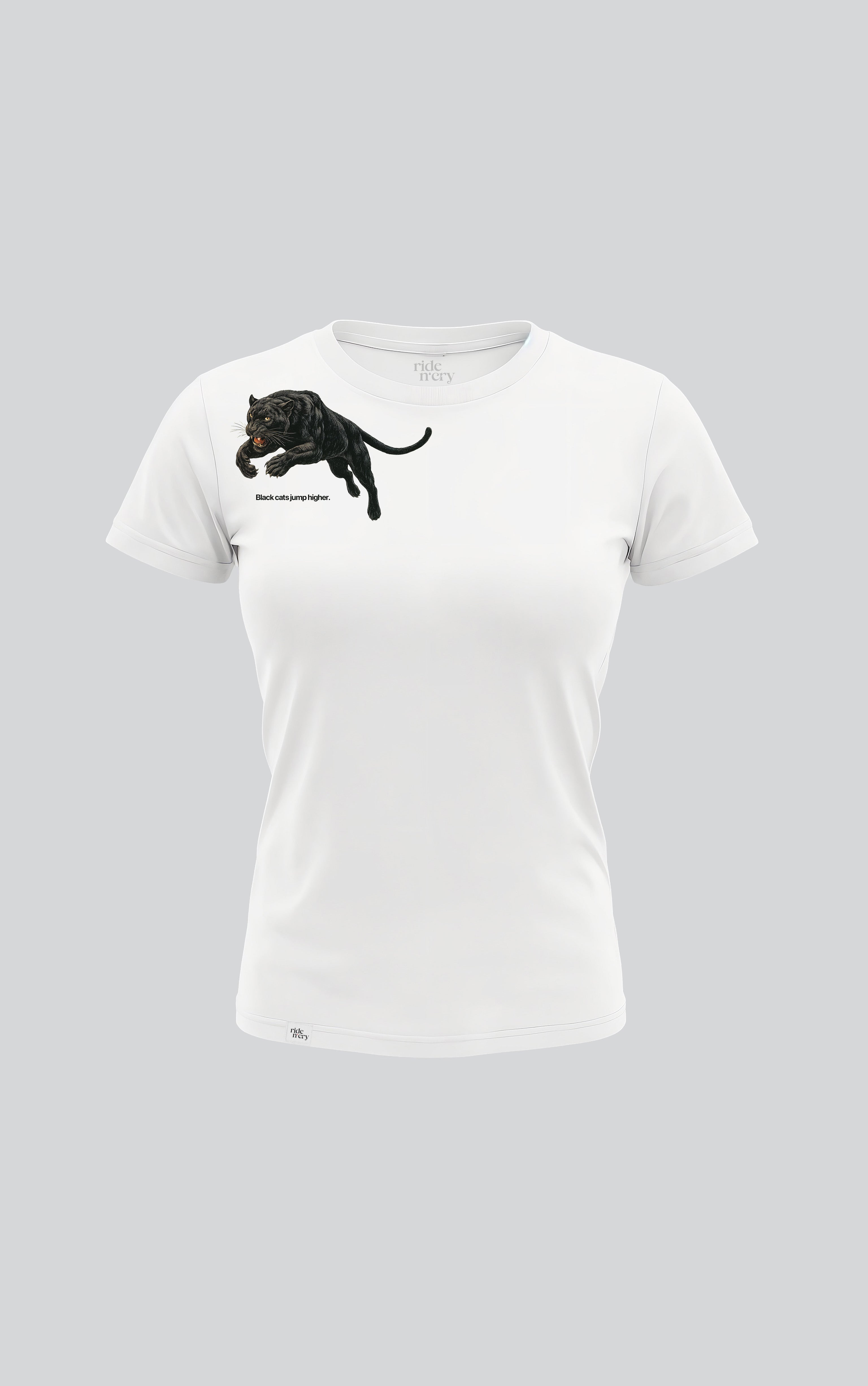 Black Cats Jump Higher - Bela Ženska Streetwear Majica